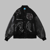 Letter Embroidery Contrast Color Coat Workwear Jacket For Men