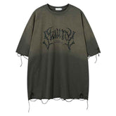 Retro Loose Tattered Jeans for Summer - Personality Half Sleeve Design