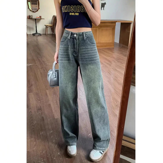 American Retro Loose Slimming Pants - New Straight Mop Style - Florence Luxe