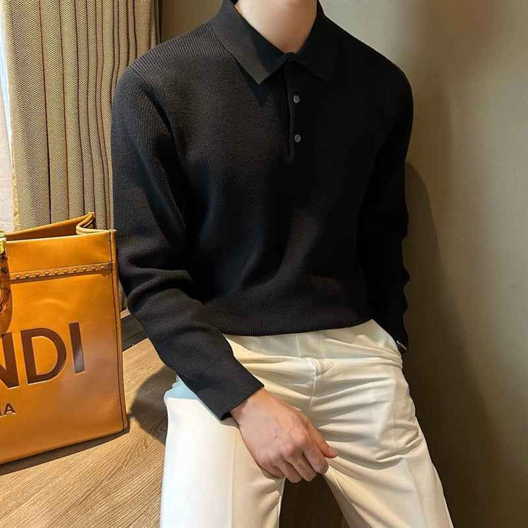 Lapel Long Sleeve Men&
