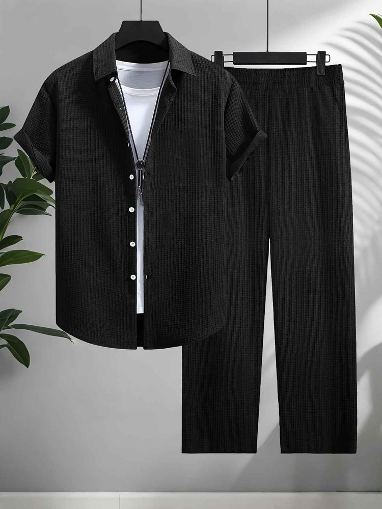 Fashion Jacquard Short-sleeved Suit with Trousers