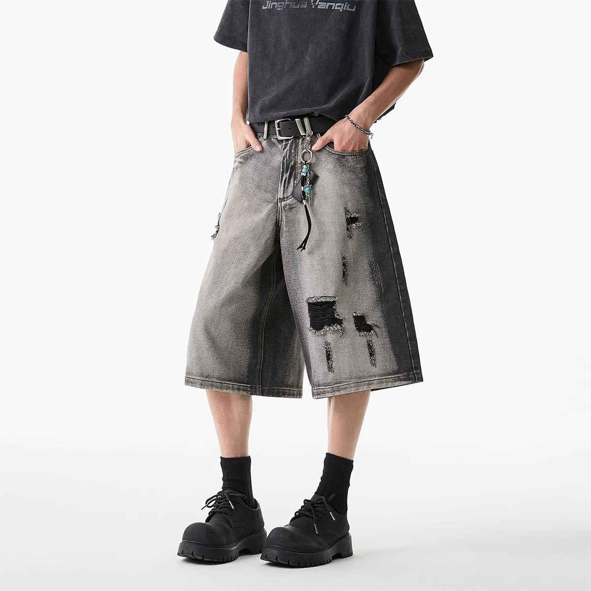 High Street Water Washed Denim Shorts for Effortless Style