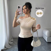 Casual Solid Color Hoodie Shorts Suit for Women with Irregular Hem Slimming T-shirt - Florence Luxe