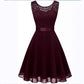 European And American Hollow Waist Solid Color Dress - Sleeveless Lace Hepburn Style