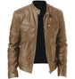 Warm Leather Cardigan Coat with Pocket Decoration in PU Leather - Florence Luxe