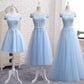 Long Blue Bridesmaid Dress One-Shoulder Evening Dress for Sisters
