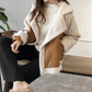 Suede Jacket Women Short Lamb Velvet Motorcycle Jacket.