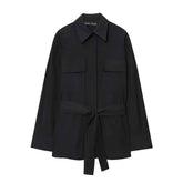 Fashionable And Versatile Lace-up Poplin Shirt