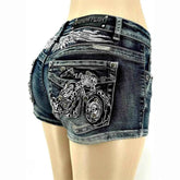 Fashion Hot Pants Embroidered Denim Shorts
