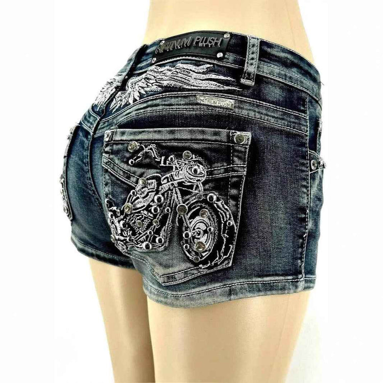 Fashion Hot Pants Embroidered Denim Shorts