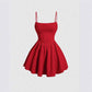 Sexy Dress Solid Color Pleated Back Zipper Sling Dress
