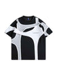 Double-Layer Padded Shoulder T-Shirt with Short Sleeves and Stitching Detail