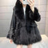Faux Fur Mid-length Fox Fur Padded Coat.