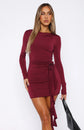 European And American Style New Solid Color Long Sleeve Dress.