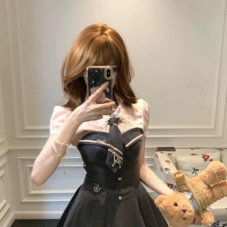 Square Collar Lace Tube Top Dress Two-Piece Set for Women - Florence Luxe