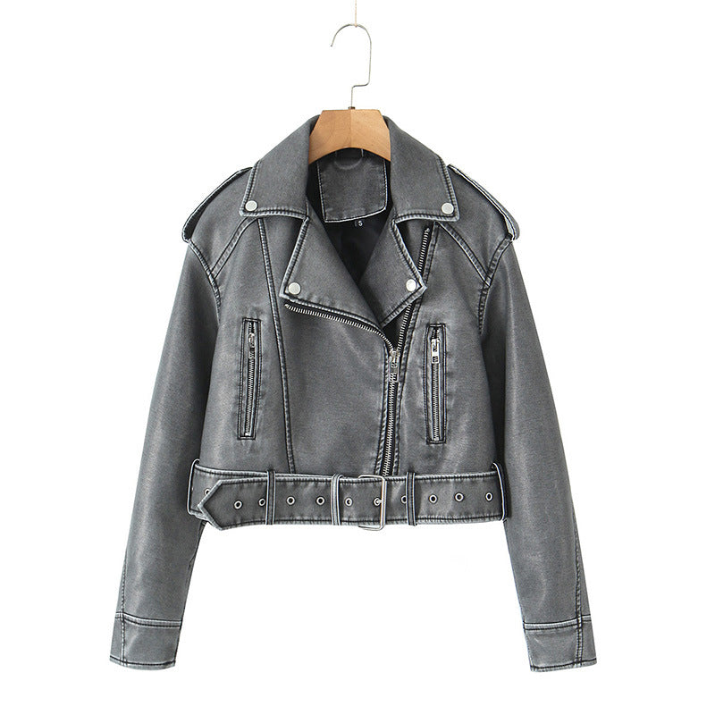 Retro Leather Jacket for Spring and Autumn Fashion - Versatile Style - Florence Luxe