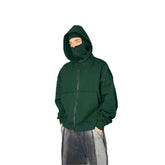 Double-layer Masked Hooded Loose Zip Men&