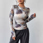 Ink-wash Retro Print Top for Women - Stylish Slim-fit Versatile Design
