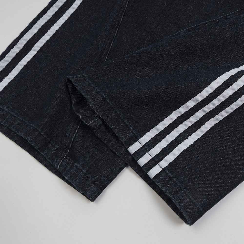 Irregular Striped Wide Leg Jeans For Men And Women