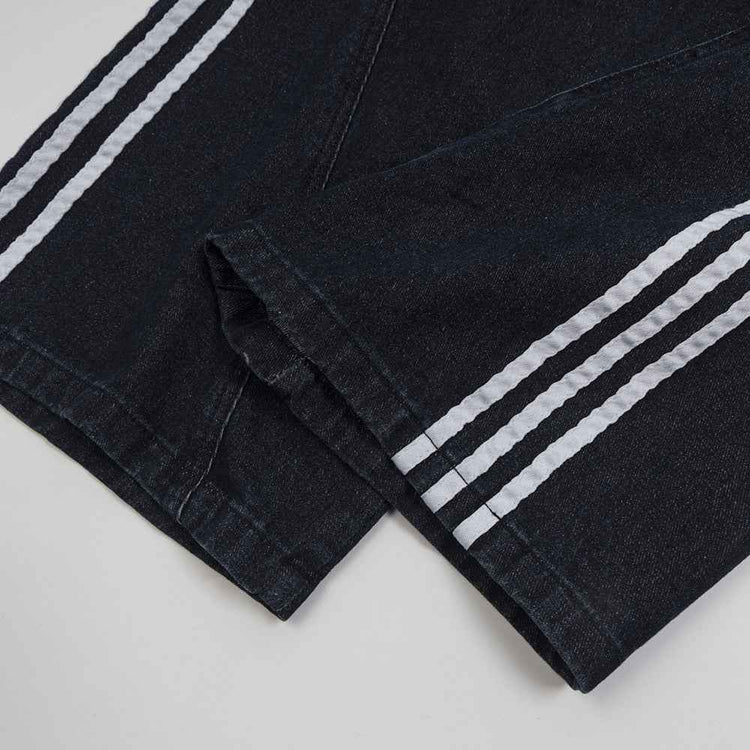 Irregular Striped Wide Leg Jeans For Men And Women