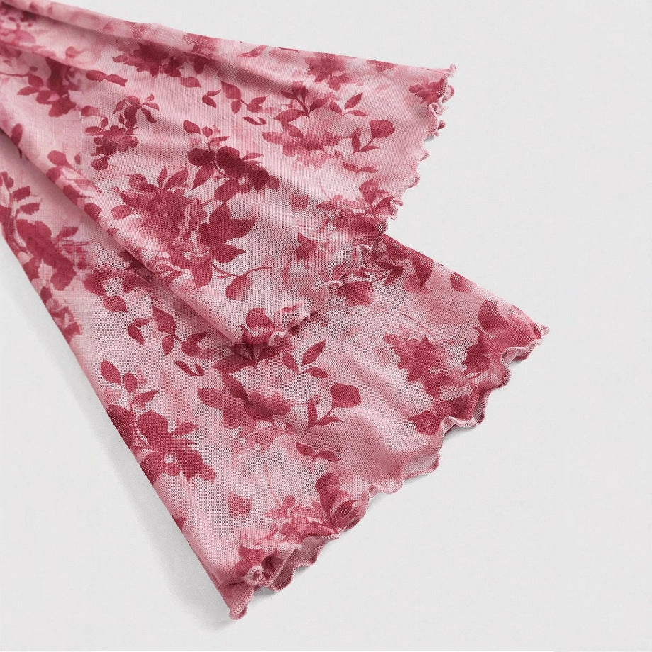 V-neck Lace Up Women Shirt - Printed Long Sleeve Slim Fit Top for Women - Florence Luxe