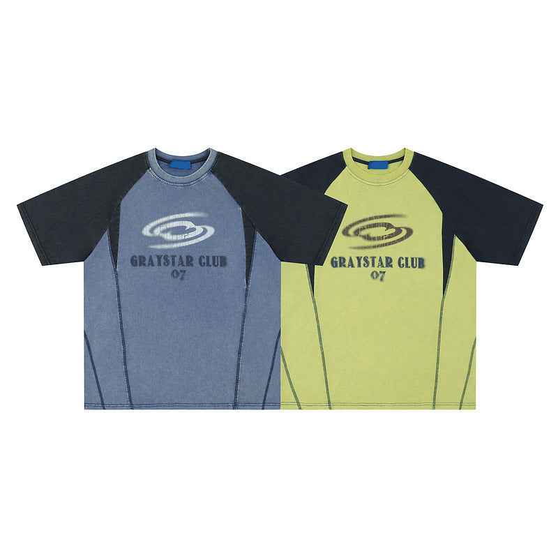 Hip Hop Letter Print T-shirt with Raglan Sleeves for Men