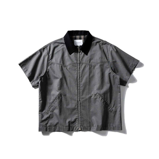 Washed Overalls Shirt Short Sleeve