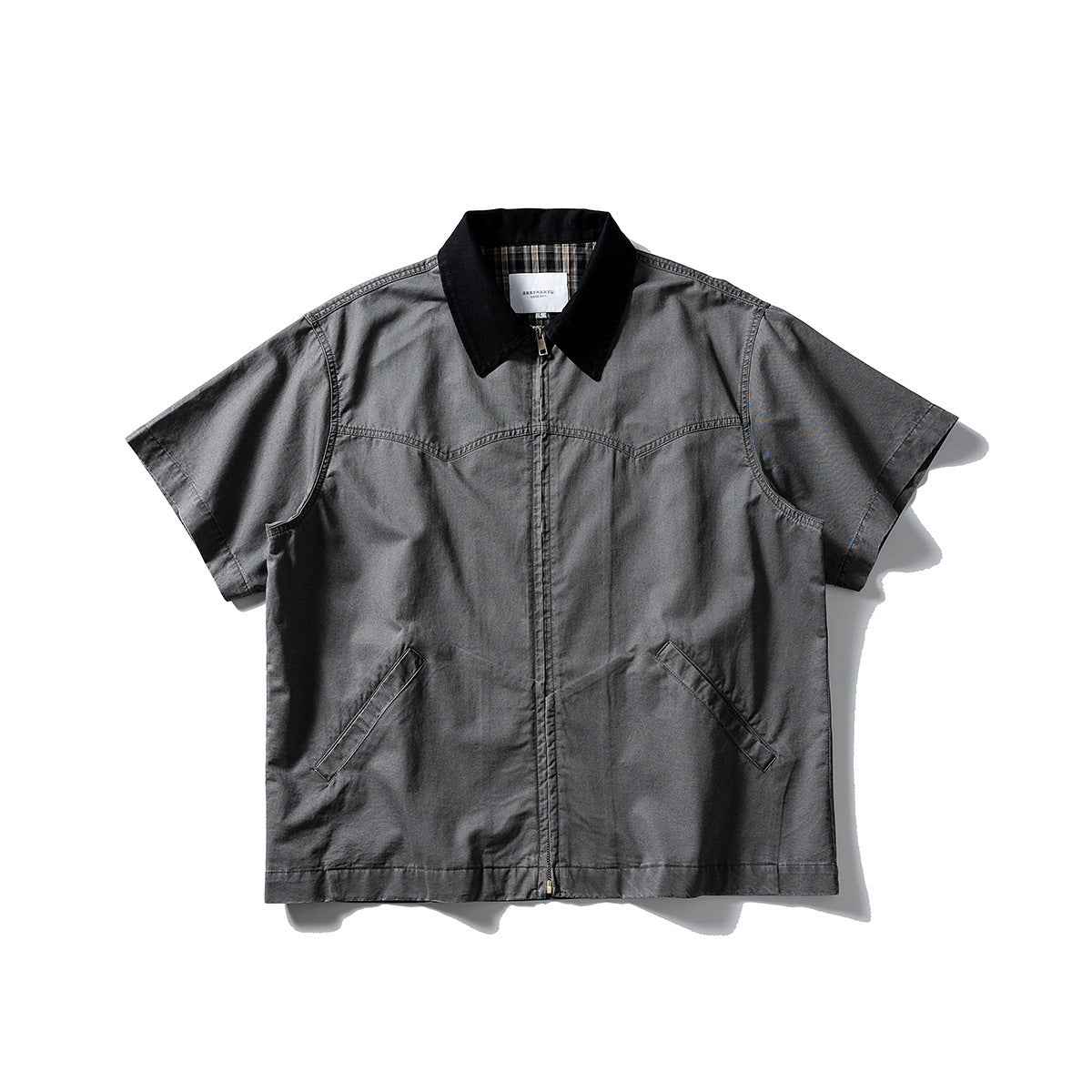 Washed Overalls Shirt Short Sleeve