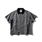 Washed Overalls Shirt Short Sleeve