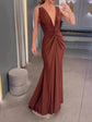 Elegant Deep V-Neck Evening Dress for Timeless Sophistication - Florence Luxe