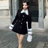 Patchwork Fur Collar Coat for Effortless Style and Comfort