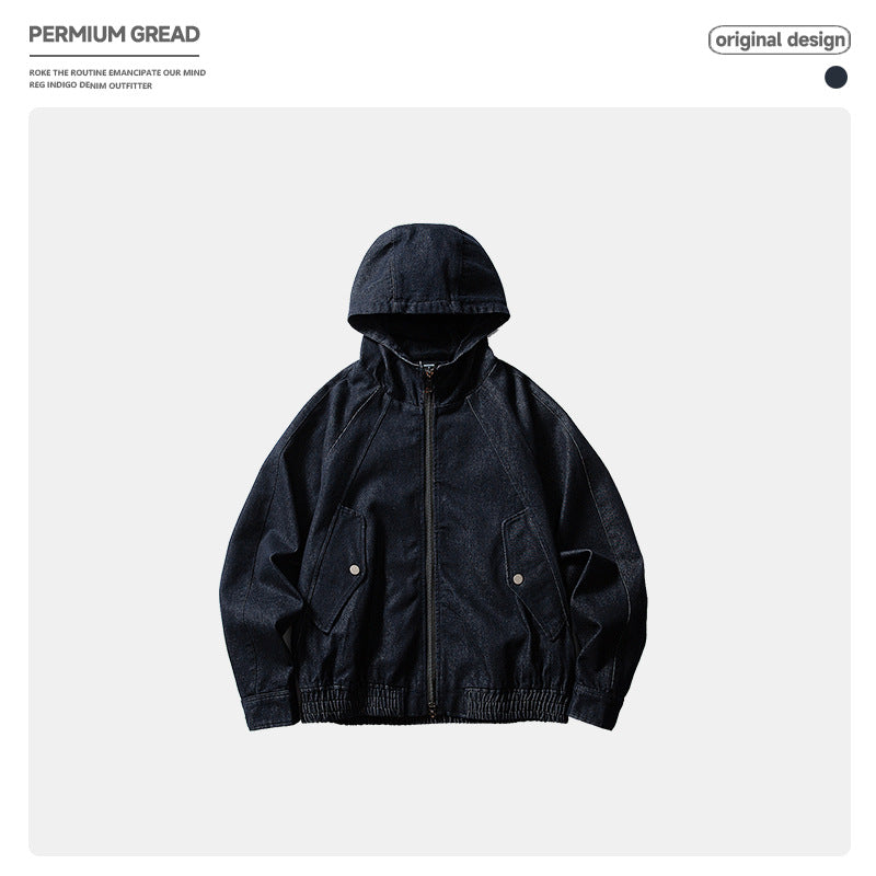 Autumn Denim Hooded Jacket for Men and Women - Retro Casual Loose Washed Denim Jacket - Florence Luxe