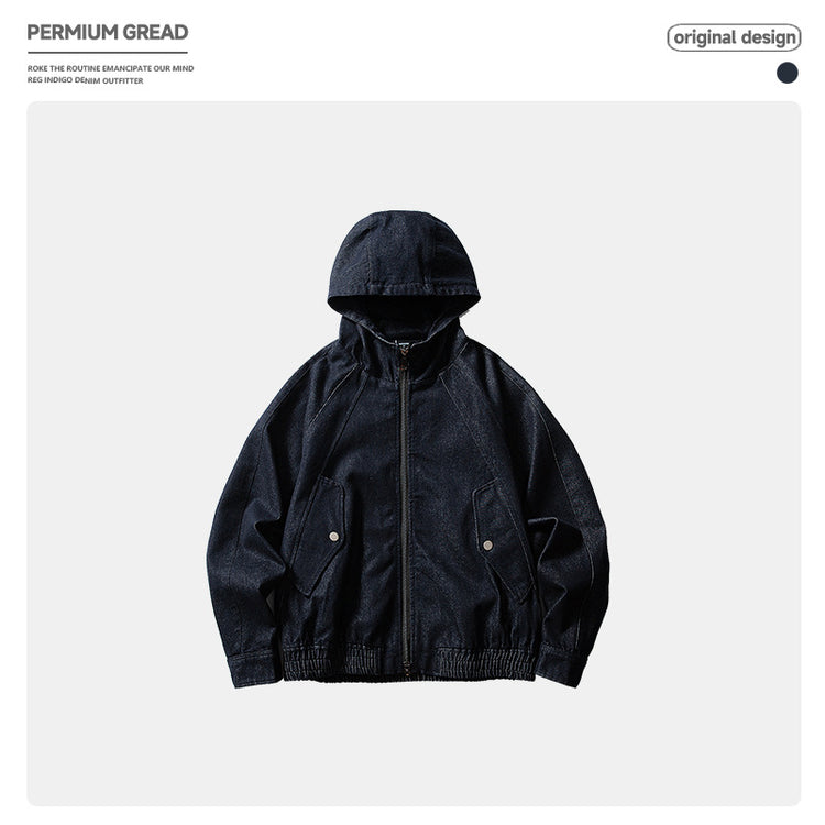 Autumn Denim Hooded Jacket for Men and Women - Retro Casual Loose Washed Denim Jacket - Florence Luxe