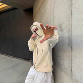 Double-layer Masked Hooded Loose Zip Men&