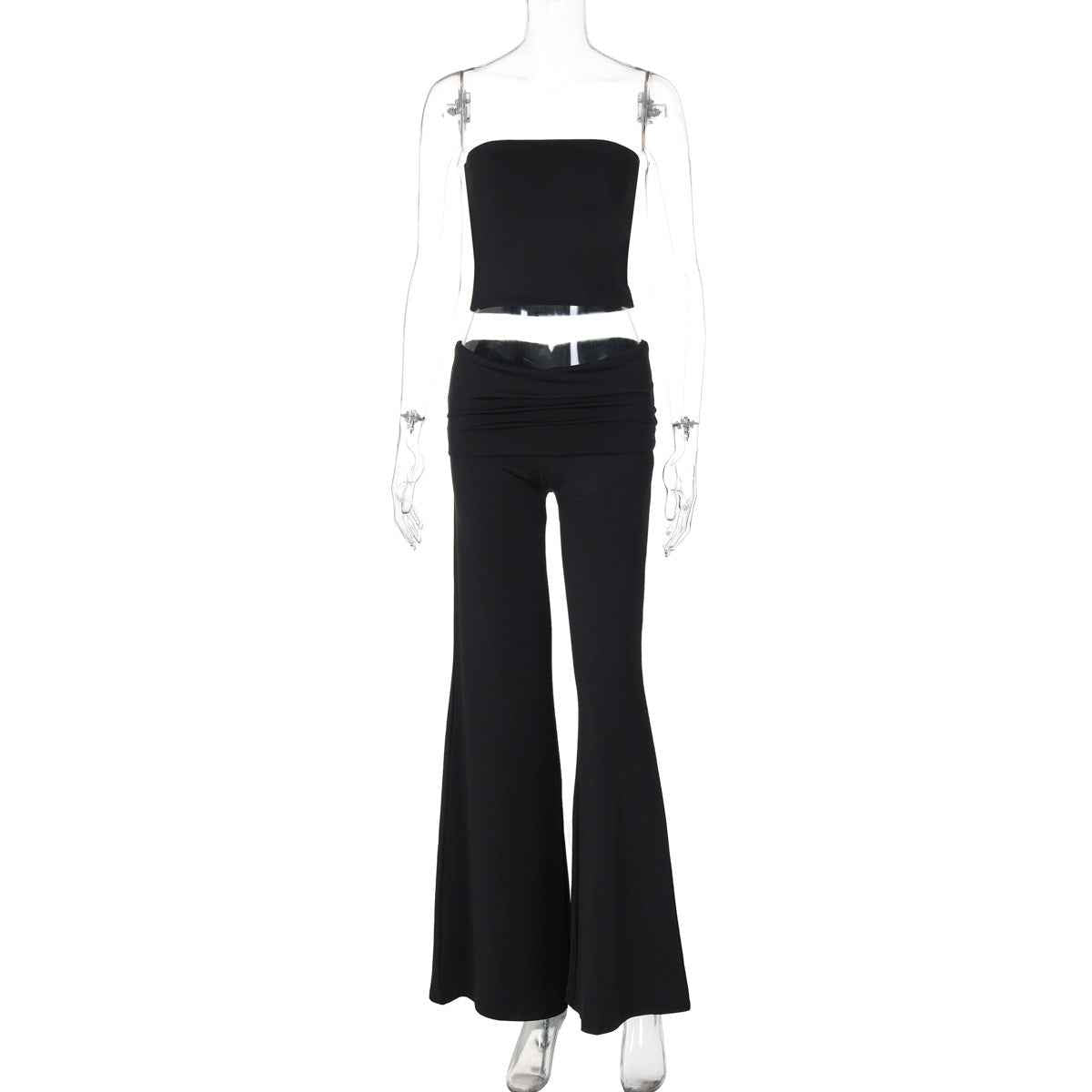 New Pure Color Flared Pants Tube-Top Fashion Slim Suit