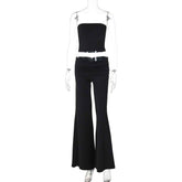 New Pure Color Flared Pants Tube-Top Fashion Slim Suit