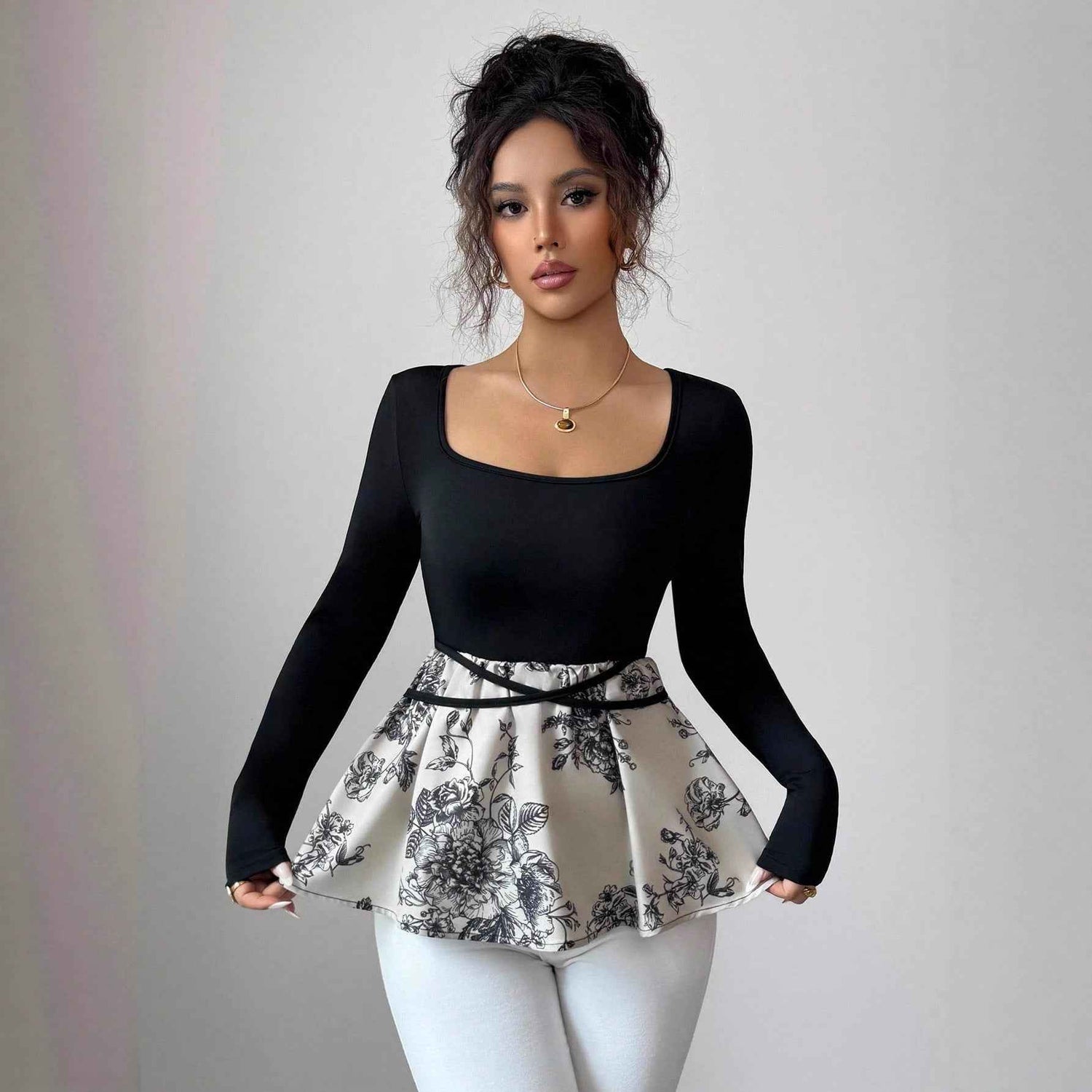 Special-Interest Floral Skirt Versatile Top for Every Occasion