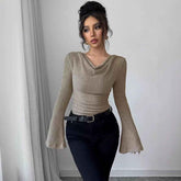 Ribbed Off-the-Shoulder Sweater - Off-the-Shoulder Ribbed Sweater for Effortless Elegance