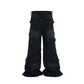 Detachable Multi-Pocket Overalls - Worn-Looking Washed-Out Two-Way Style