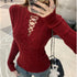 Fashion Design Long Sleeve Slimming Hollow Elegant Sweater Top for Women - Diagonal Collar Casual Hoodie Shorts Suit - Florence Luxe