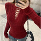 Fashion Design Long Sleeve Slimming Hollow Elegant Sweater Top for Women - Diagonal Collar Casual Hoodie Shorts Suit - Florence Luxe