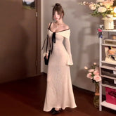 Pure Desire Off-shoulder Knitted Dress for Women - Long-sleeved Fashion Statement - Florence Luxe