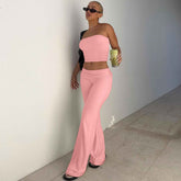 New Pure Color Flared Pants Tube-Top Fashion Slim Suit