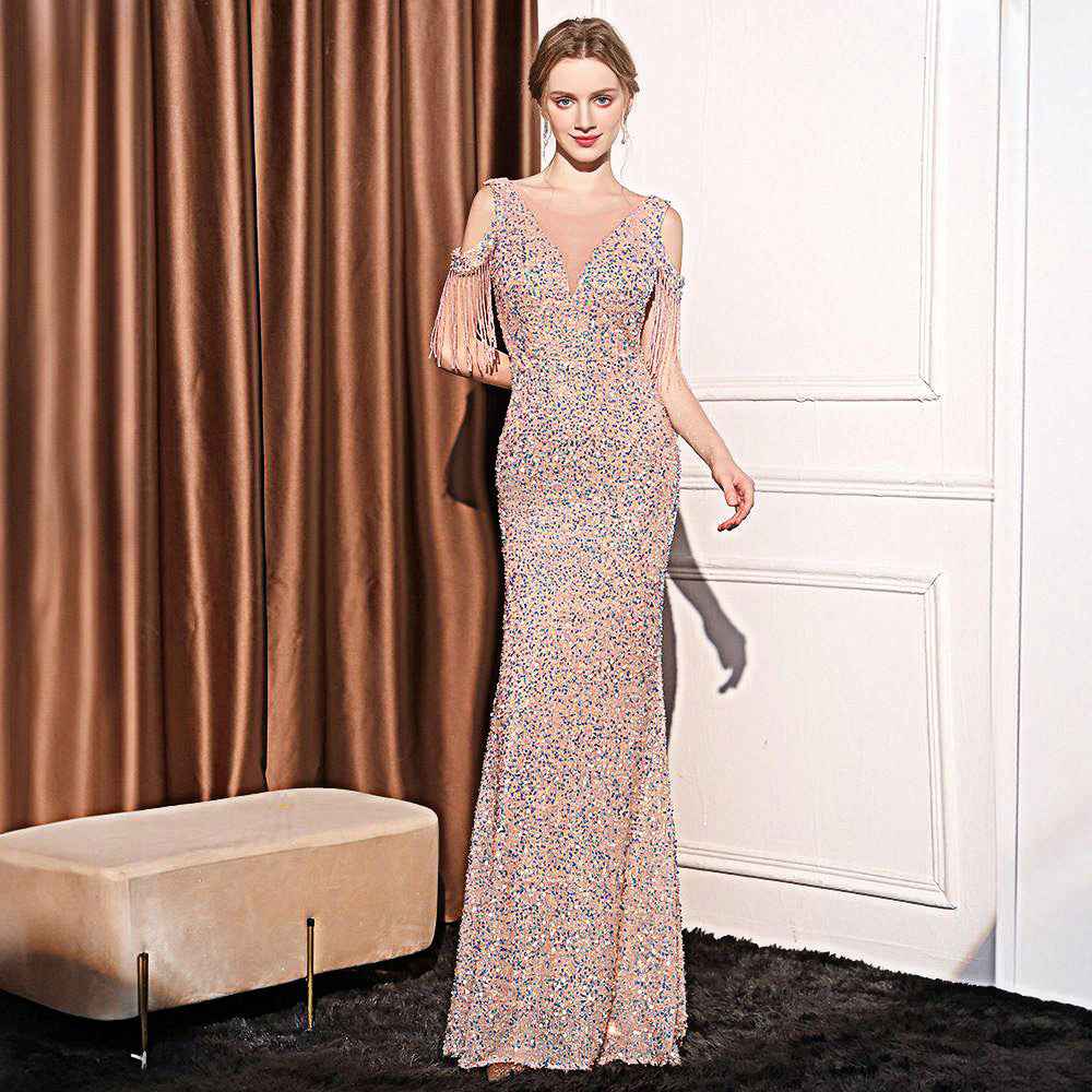Sequin Fishtail Dress for a Long Slimming Look
