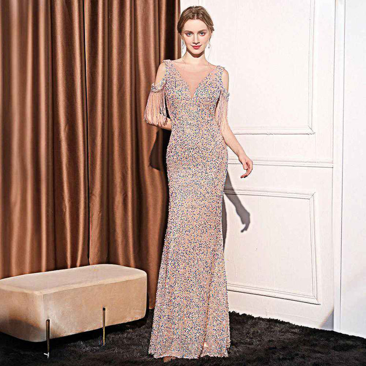 Sequin Fishtail Dress for a Long Slimming Look