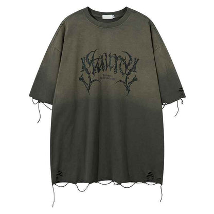 Retro Loose Tattered Jeans for Summer - Personality Half Sleeve Design