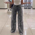 Y2K Lace Flowers Jeans High Waist Straight Wide Leg Pants for Women