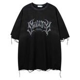 Retro Loose Tattered Jeans for Summer - Personality Half Sleeve Design