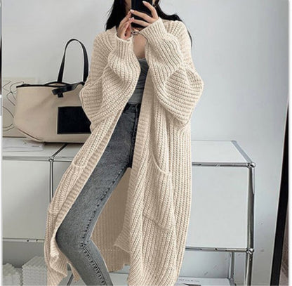 Autumn and Winter Long Knitted Cardigan for Women - Loose All-Matching Base Long-Sleeved Sweater - Florence Luxe