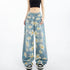New Summer Floral Wide-Leg Jeans for Women - Washed Printed Style - Florence Luxe